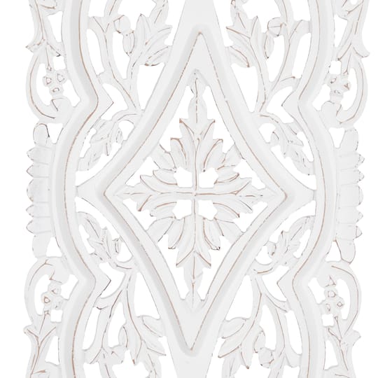 Set of 2 White Mango Wood Farmhouse Abstract Wall Decor, 16" x 48"